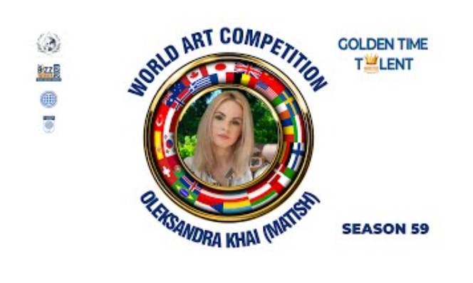 First Place award certificate for Ukrainian artist Matish at Golden Time Painting Competition London 2024