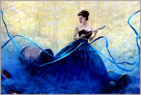 Threads of Fate - portrait oil painting on canvas by Ukrainian artist Matish, 50x70cm